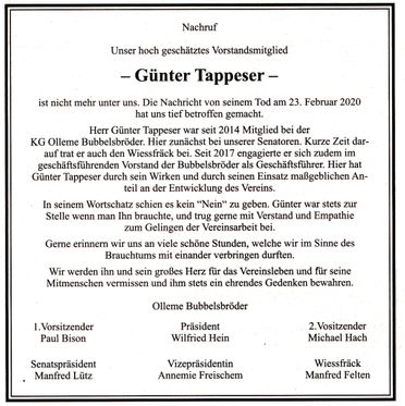 2020 0314 Amtsblatt, KG, Nachruf Günter Tappeser, verkl